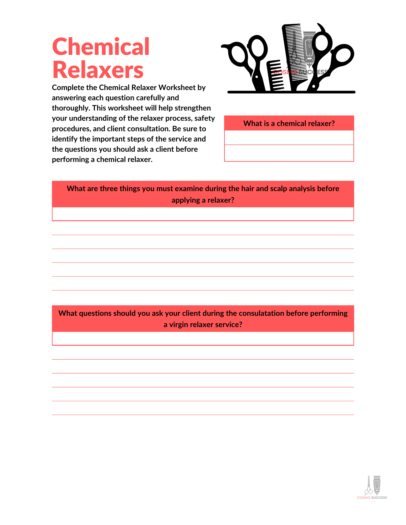 Chemical Relaxer Activity Worksheet