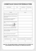 Cosmetology Educator Feedback Form