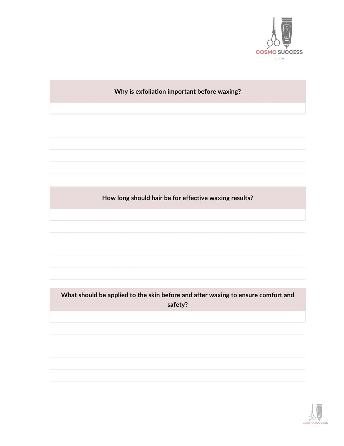 Waxing Stations Activity