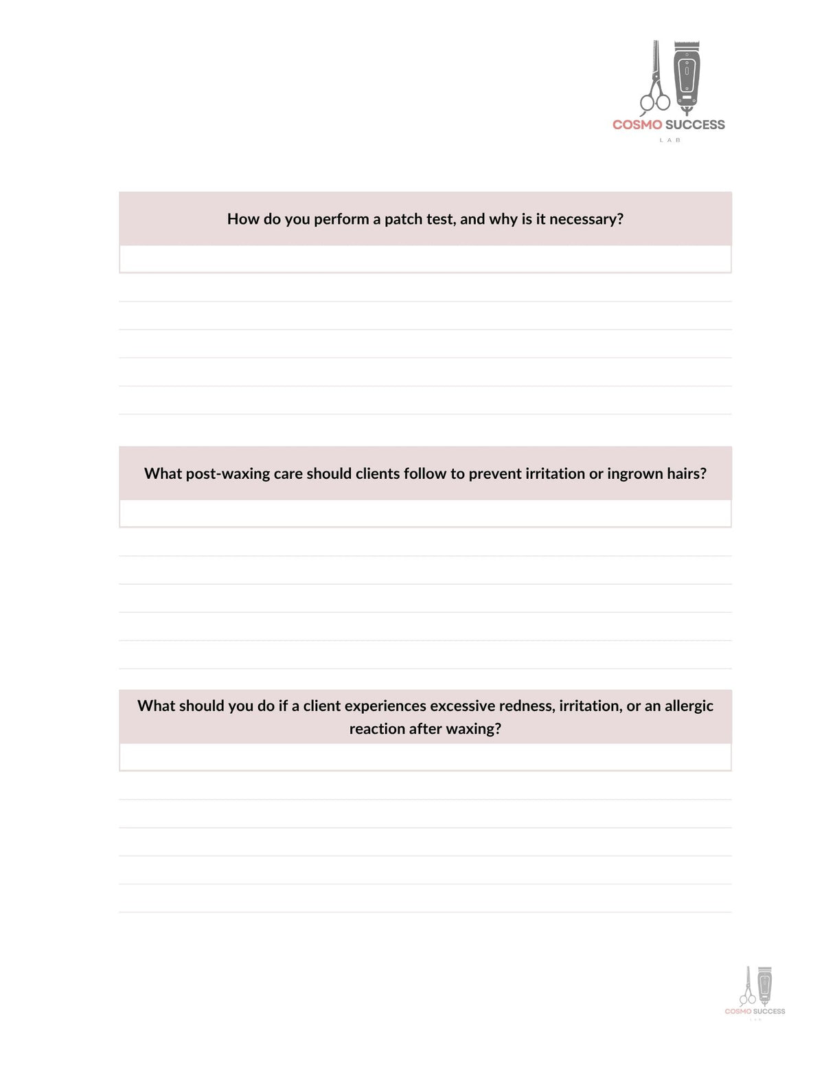 Waxing Stations Activity