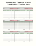Cosmetology Operator Written Exam Chapters Grading Sheet