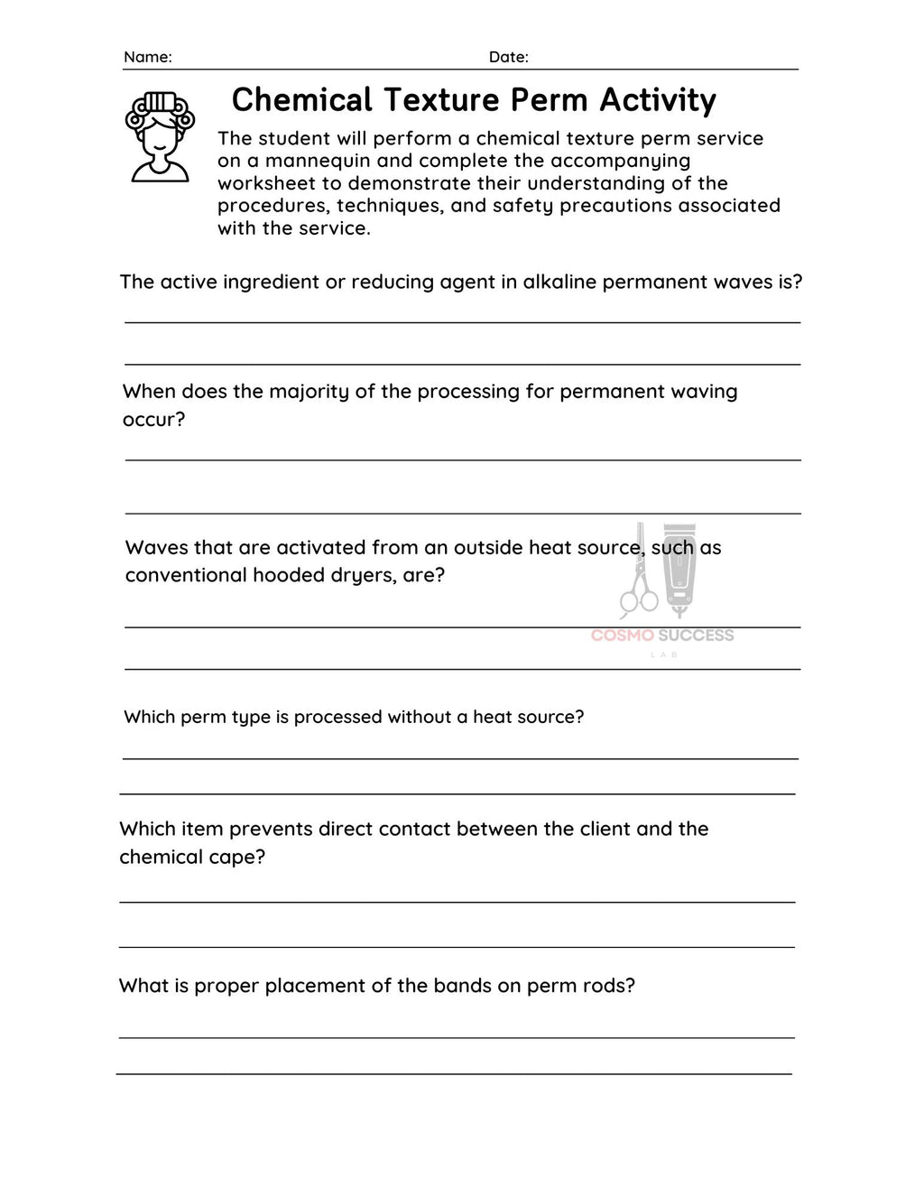 Chemical Texture Perm Activity Worksheet & Key
