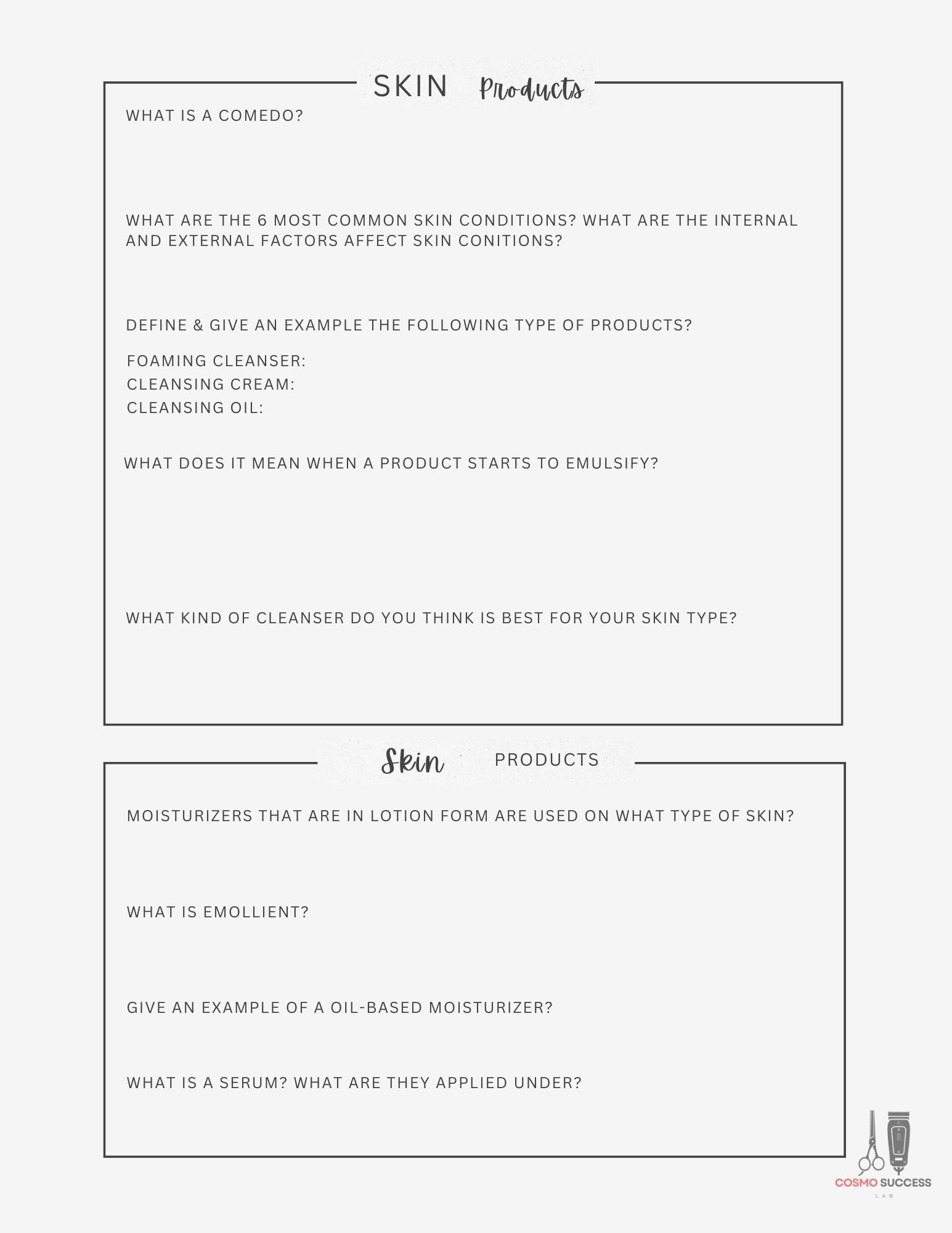 Facial Worksheet