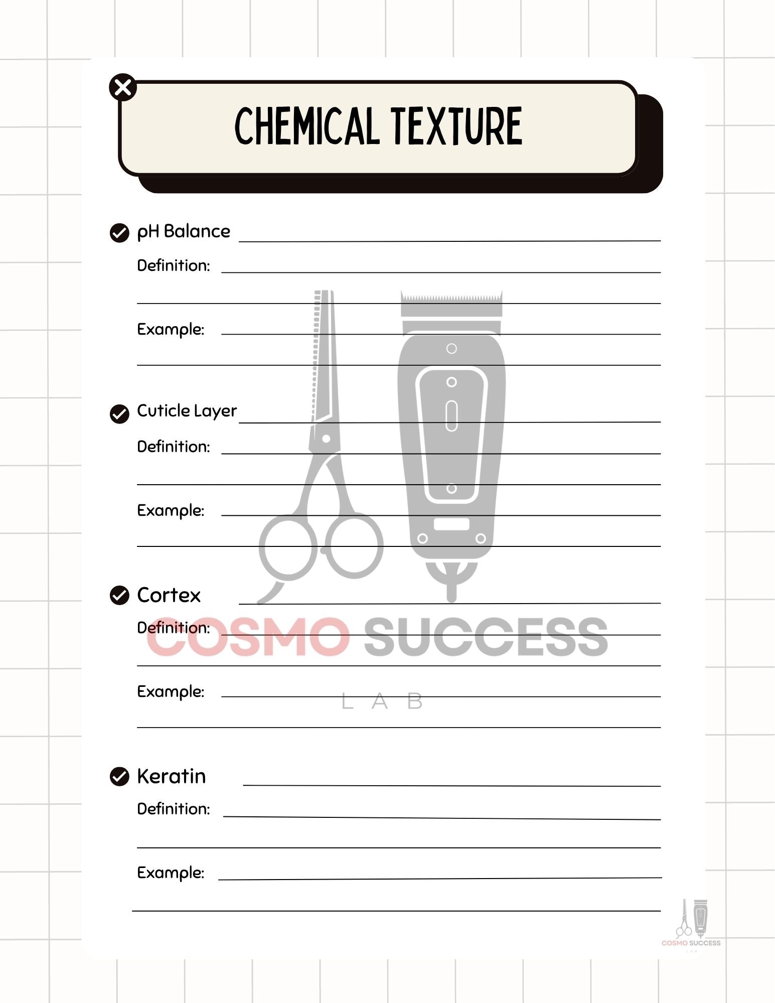 Chemical Texture Vocabulary List